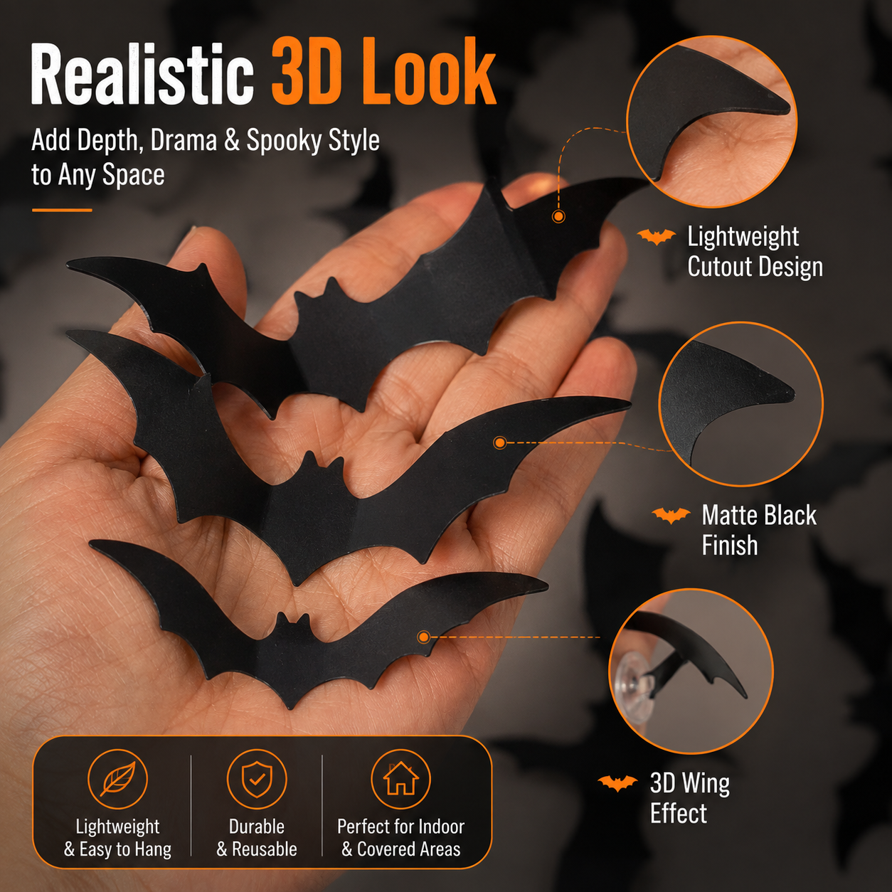3D LED Halloween Bat Wall Decor – Colorful Glowing Flying Bats
