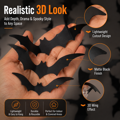 3D LED Halloween Bat Wall Decor – Colorful Glowing Flying Bats